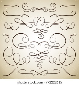 Collection of vector calligraphy flourishes and vignettes. High quality hand drawn design elements for your design