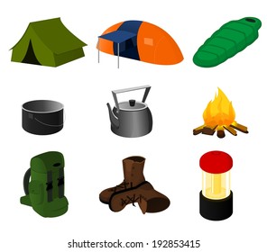 Collection of vector camping icons