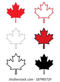 A Collection Of Vector Canadian Maple Leaf Icons