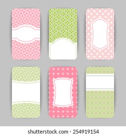 Collection of vector card templates with geometric ornament. For Save The Date, baby shower, birthday cards, invitations.