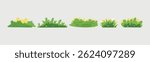 Collection of Vector Cartoon Bushes and Grass Clumps Illustration