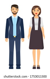 Collection of vector cartoon characters. Businesswomen and businessmen with different style office cloth, haircuts. Set of businesspeople wearing office suit, accessories. Dresscode of business person