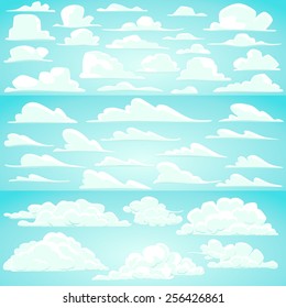 Collection of vector cartoon clouds in different shapes