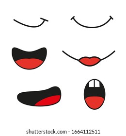 Collection of vector cartoon comic mouthes express emotion