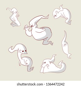 collection of vector cartoon ghosts