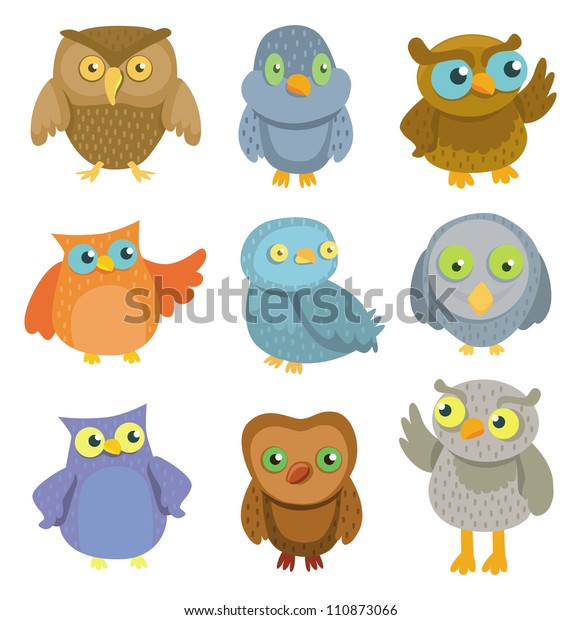 Collection Vector Cartoon Owls Illustration Kids Stock Vector (Royalty ...