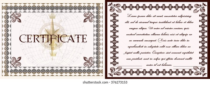 Collection of vector certificates in vintage style for document designs