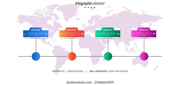 Collection of vector circle chart infographic templates for presentations, advertising, layouts, annual reports. 4 options, steps, parts.