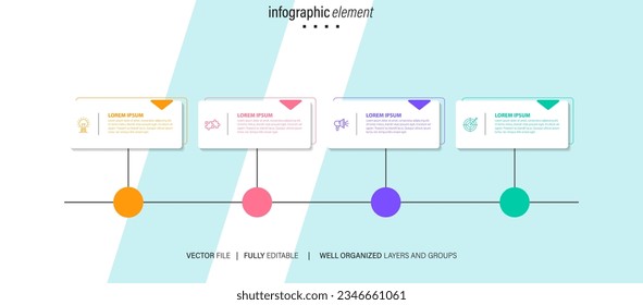 Collection of vector circle chart infographic templates for presentations, advertising, layouts, annual reports. 4 options, steps, parts.