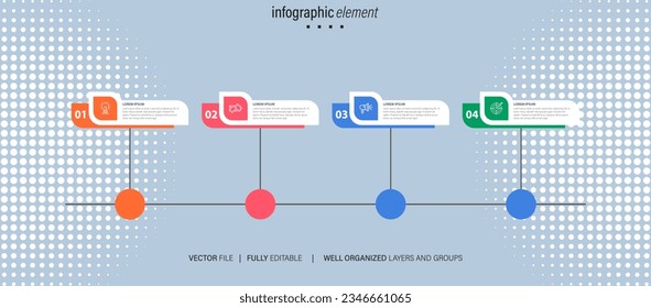 Collection of vector circle chart infographic templates for presentations, advertising, layouts, annual reports. 4 options, steps, parts.