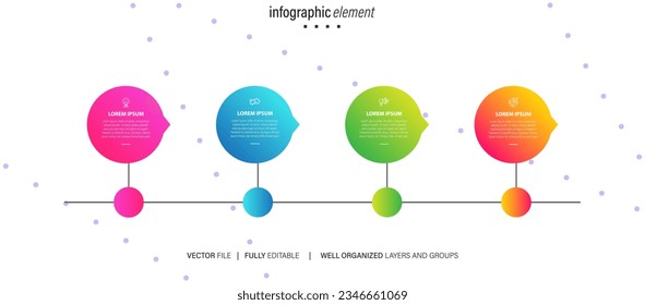 Collection of vector circle chart infographic templates for presentations, advertising, layouts, annual reports. 4 options, steps, parts.