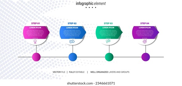 Collection of vector circle chart infographic templates for presentations, advertising, layouts, annual reports. 4 options, steps, parts.