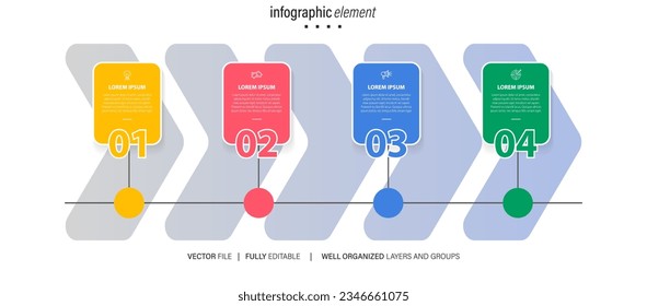 Collection of vector circle chart infographic templates for presentations, advertising, layouts, annual reports. 4 options, steps, parts.