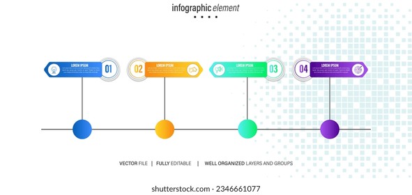 Collection of vector circle chart infographic templates for presentations, advertising, layouts, annual reports. 4 options, steps, parts.