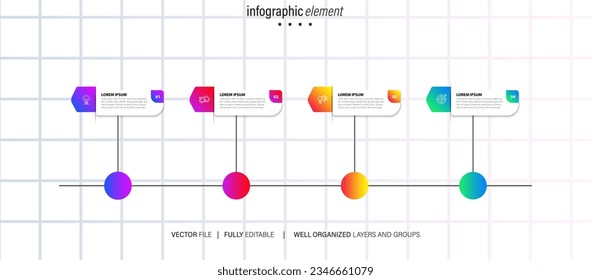 Collection of vector circle chart infographic templates for presentations, advertising, layouts, annual reports. 4 options, steps, parts.