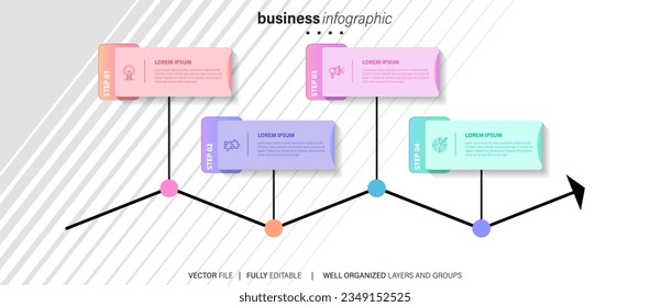 Collection of vector circle chart infographic templates for presentations, advertising, layouts, annual reports. 4 options, steps, parts.
