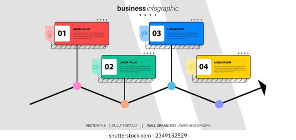 Collection of vector circle chart infographic templates for presentations, advertising, layouts, annual reports. 4 options, steps, parts.
