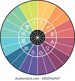 Collection of vector circle chart infographic templates for presentations, advertising, layouts, annual reports. 12 options, steps, parts