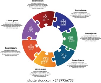 	
Collection of vector circle chart infographic templates for presentations, advertising, layouts, annual reports. 7options, steps, parts,puzzle