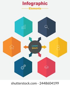 Collection of vector circle chart infographic templates for presentations, advertising, layouts, annual reports. 6 options, steps, parts.