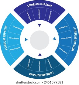 Collection of vector circle chart infographic templates for presentations, advertising, layouts, annual reports. 4 options, steps, parts