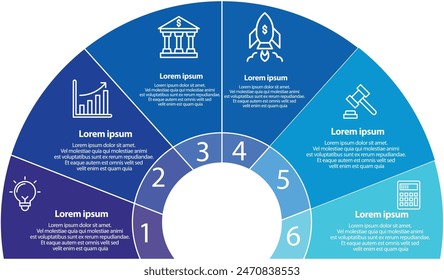 Colección de Plantillas infográficas de Vector circular para presentaciones, publicidad, diseños, informes anuales. 3,4,5,6 opciones, pasos, piezas