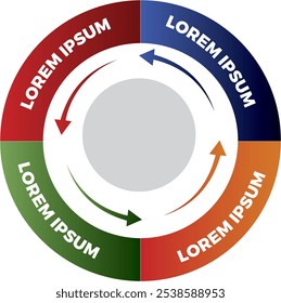 Collection of vector circle chart infographic templates for presentations, advertising, layouts, annual reports. 4 options, steps, parts	