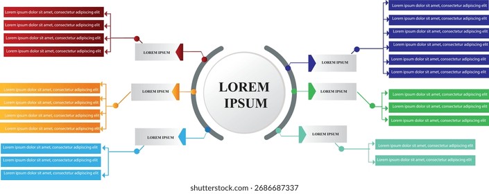 Collection of vector circle chart infographic templates for presentations, advertising, layouts, annual reports. 7 options, steps, parts	