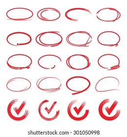 collection of vector circles and check marks