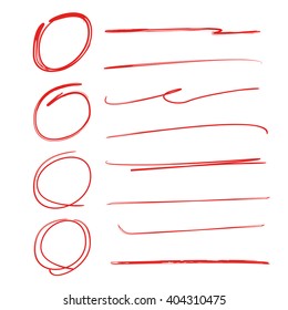 colección de los círculos del Vector subraya los trazos del pincel, círculos del resaltador