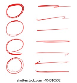 collection of vector circles underlines brush strokes, highlighter circles