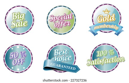 Collection of vector color labels, illustration isolated on white
