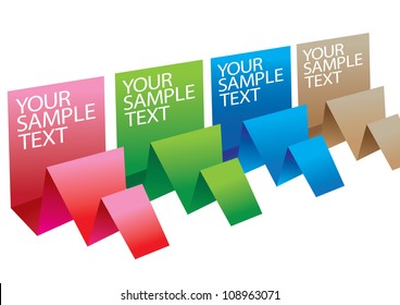 Collection of vector colored origami stand with an area for copy.