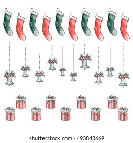 Collection of vector colorful Christmas present boxes.