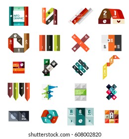 Collection of vector colorful line and stripe infographic diagram designs, web banner templates or business corporate presentation elements