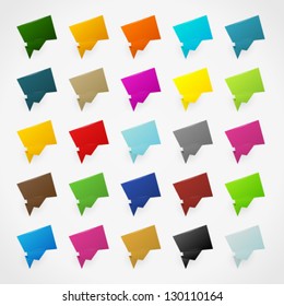Collection of vector colorful origami stickers or banners on white background. Image contains transparency - you can put it on every surface. 10 EPS