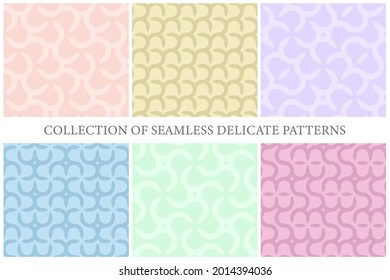 Kollektion von Vektorfarben nahtlose geometrische Muster - zartes Design. Lebhafte, lockige Hintergründe, endlose Kurventexturen
