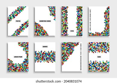 Colección de plantillas, fondos, carteles, carteles, folletos, pancartas, volantes, etc. Resumen de las cubiertas de mosaicos de moda.