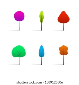 collection of vector colorful trees