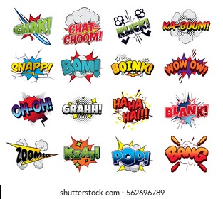 Collection vector comic sound effects pop art style