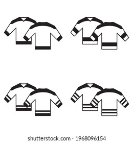 Kollektion von Vektorgrafik-Eishockey-Jerseys Symbole vor und nach hinten. Sport-Illustration.