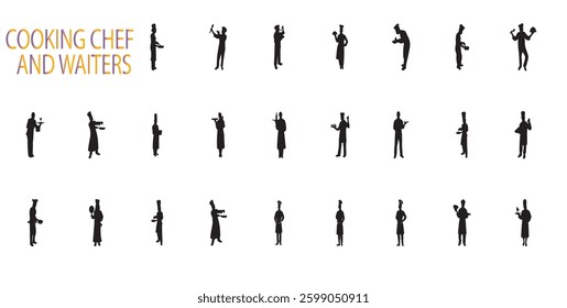 collection of vector cooking the chef silhouettes