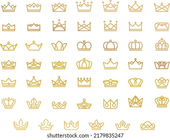 Collection of vector Crowns, logo elements or symbols, geometrical design