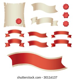 Collection of vector curves ribbons in different shape