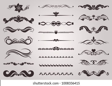 Collection of vector decorative elements for the design of pages