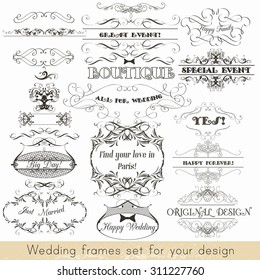 Collection of vector decorative frames for wedding invitations design