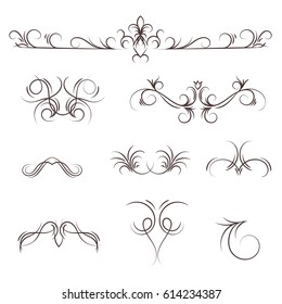 A collection of vector decorative monograms and a calligraphic borders. A set of graphic design elements for wedding and other invitations, greeting cards, visit cards