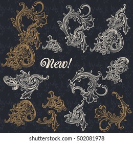 Collection of vector decorative ornaments in antique style