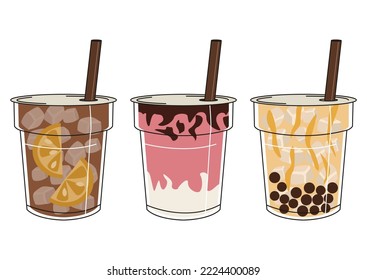 Collection of vector delicious coffee and other drinks to go.