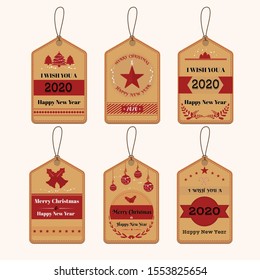 collection of vector design Christmas badge and happy new year 2020 label.